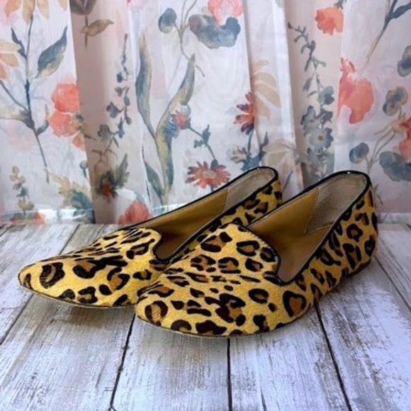 J Crew Leopard Print Calf Hair Loafers Flats Women's Shoes Size 8.5M - Picture 2 of 10